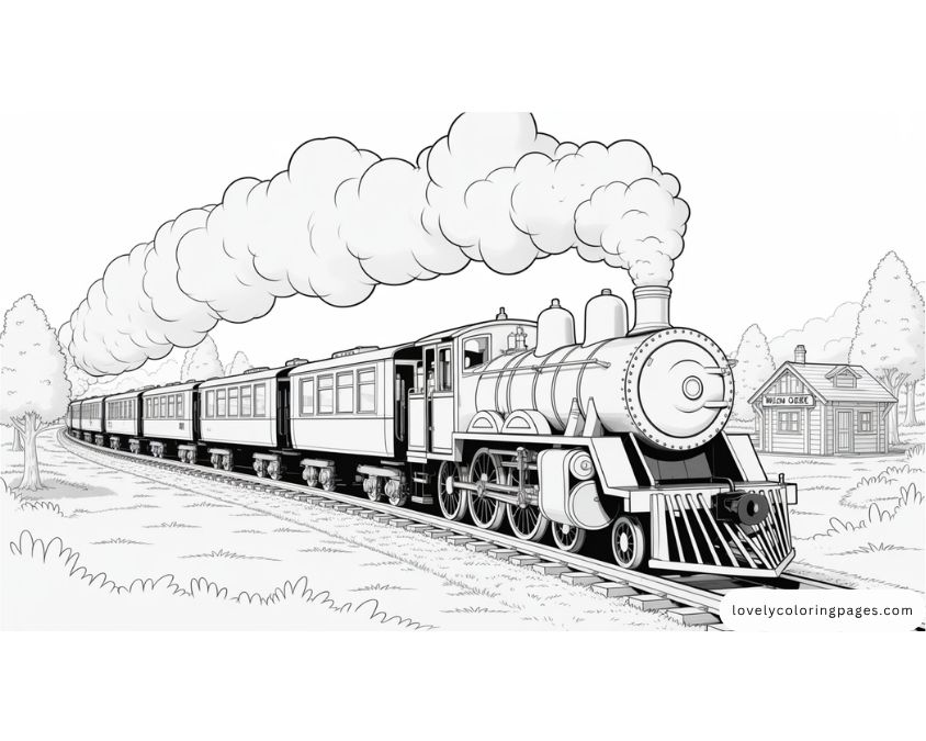 Train Coloring Pages for Adults [2025]