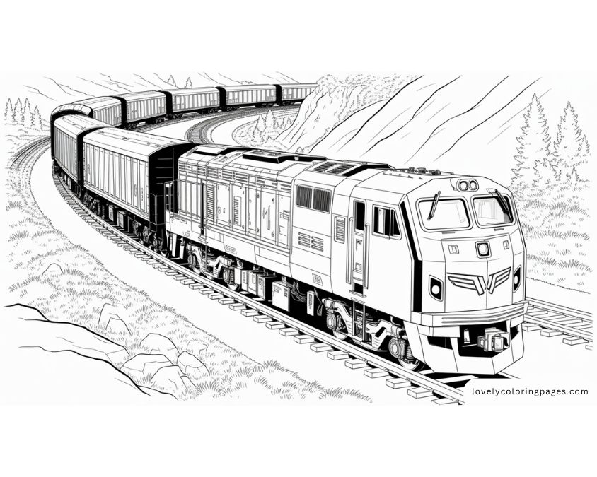 Train Coloring Pages for Adults [2025]