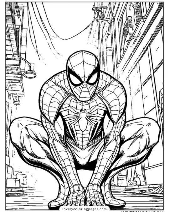 Spiderman coloring pages for Adult 2