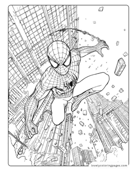 Spiderman coloring pages for Adult 7