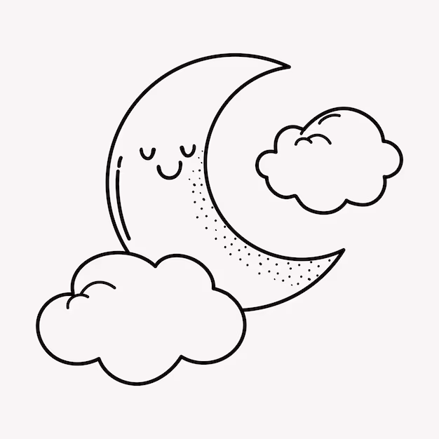 moon doodle collage element cute black white illustration vector 53876 1078121